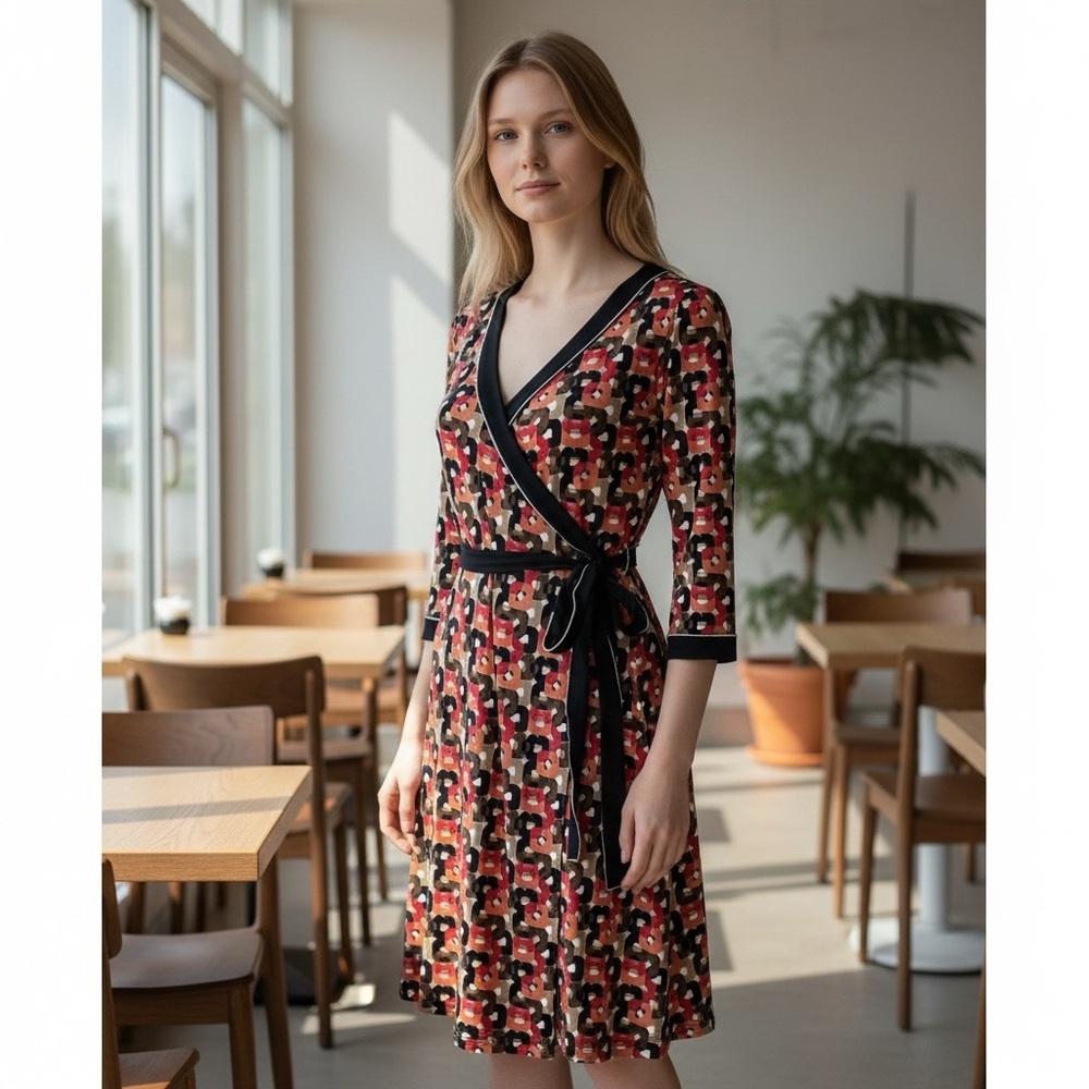 🌻 Max Studio Geometric Wrap Dress #341